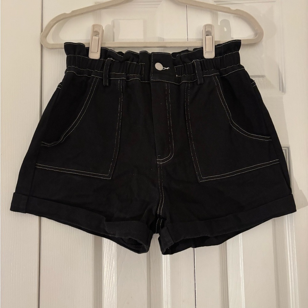 Elegant High Waist Black Women's Shorts